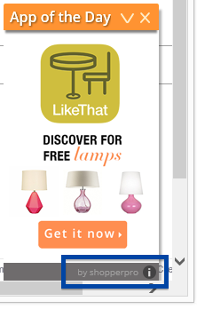 "by shopperpro" ad injected into web page