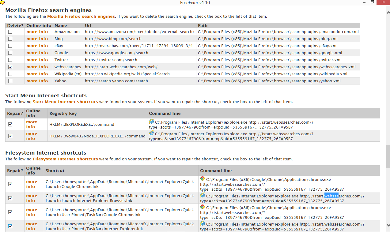 istart.webssearches.com in freefixer