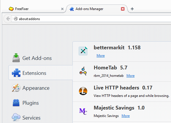Majestic Savings 1.0 appears as a Firefox Add-on