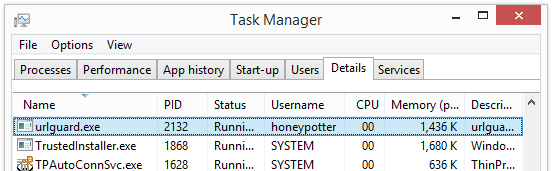 urlguard.exe in the task manager