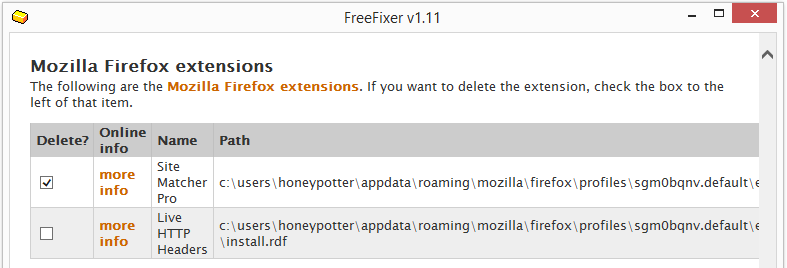 Site Matcher Pro appears in FreeFixer's scan result