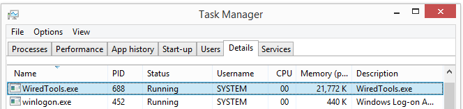 WiredTools.exe Task Manager