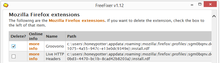 Groovorio.com Firefox add-on in FreeFixer
