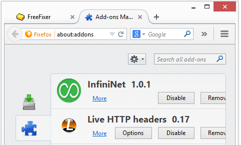InfiniNet 1.0.1 in firefox