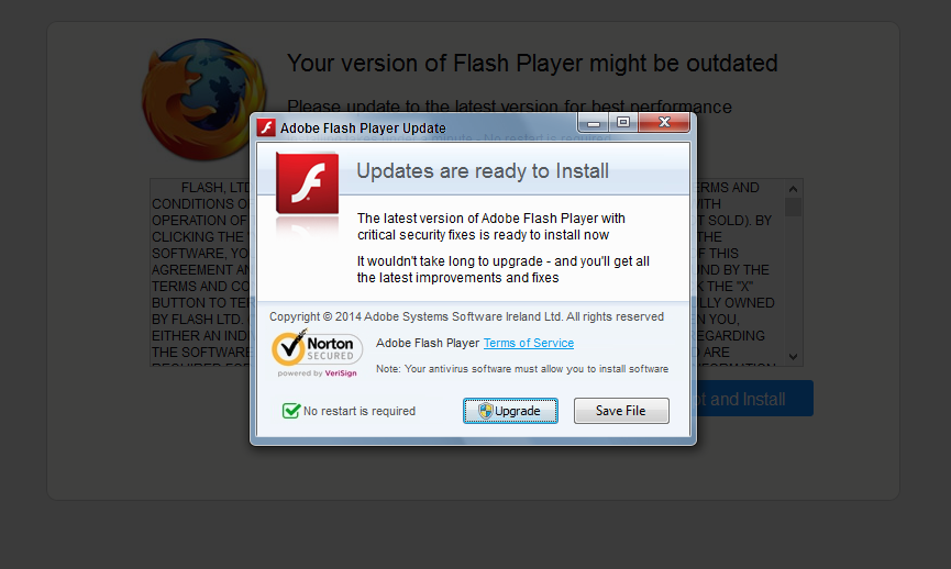 Faked Flash Update pop up windows