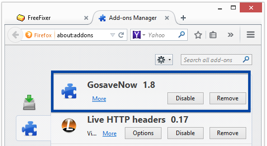 Gosavenow 1.8 in Firefox
