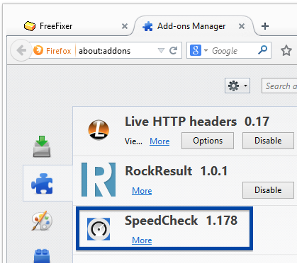 SpeedCheck Firefox add-on