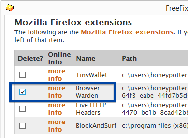 Browser Warden remove firefox add-on