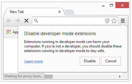 Disable developer mode extensions chrome