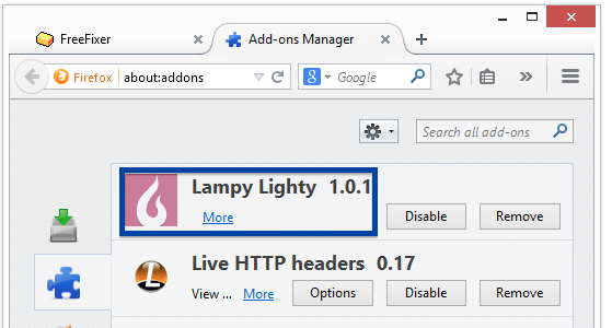 Lampy Lighty firefox add-on