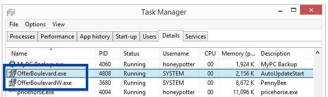 OfferBoulevard.exe OfferBoulevardW.exe Task Manager