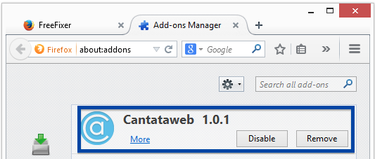 cantataweb 1.0.1 listed as a firefox add-on