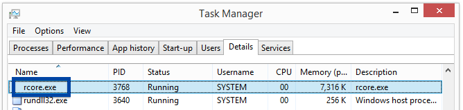 rcore.exe task manager