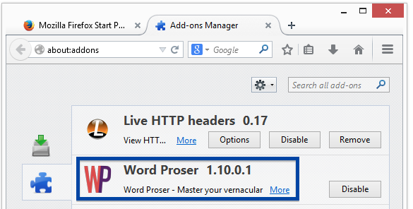 word Proser 1.10.0.1 firefox add-on
