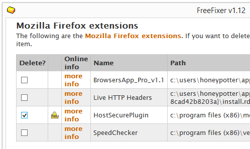 HostSecurePlugin firefox remove