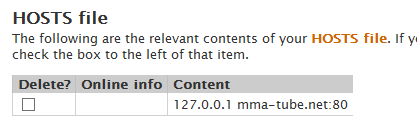 mma-tube-net in HOSTS file