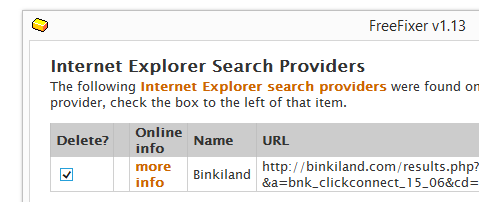 binkiland search provider remove