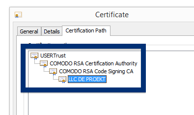LLC DE PROEKT certificate chain