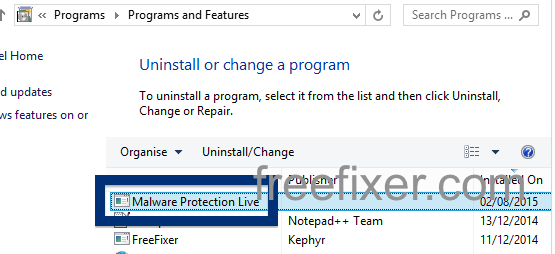 Malware Protection Live uninstall