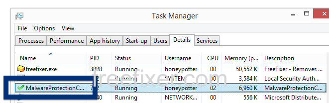 MalwareProtectionClient.exe task manager
