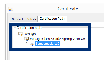 Sambamedia LLC certificate chain
