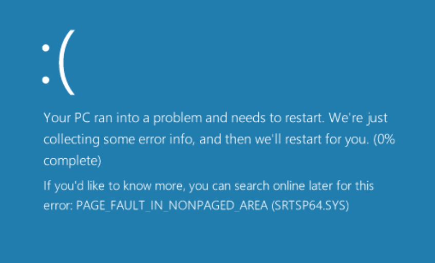 SRTSP64.SYS PAGE_FAULT_IN_NONPAGED_AREA