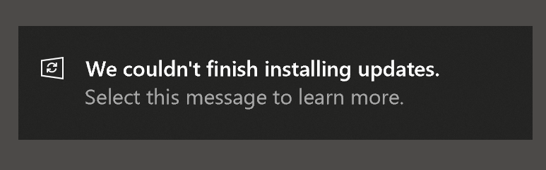we couldnt finish installing updates