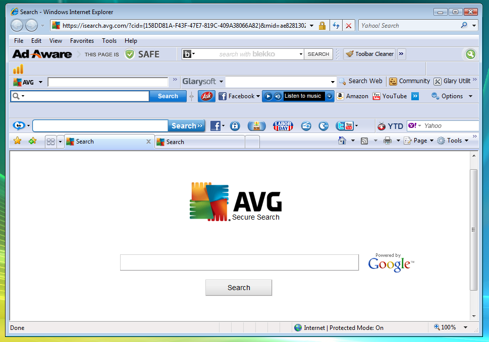 Screenshot of Internet Explorer after installing the top 20 most popular downloads from download.com