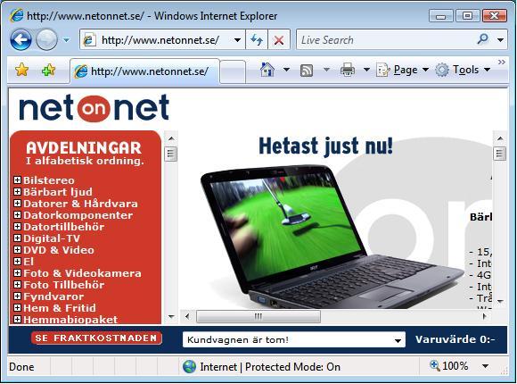 Screenshot of non-labelled CiD pop-up. Popup shows ad for NetOnNet.
