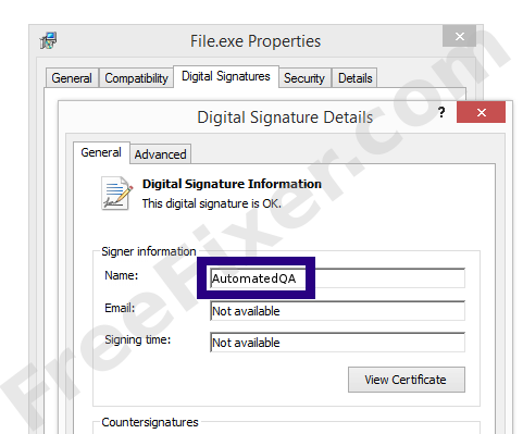 Screenshot of the AutomatedQA certificate
