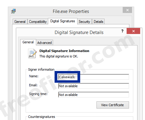 Screenshot of the Cakewalk certificate