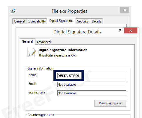 Screenshot of the DELTA-STROI certificate