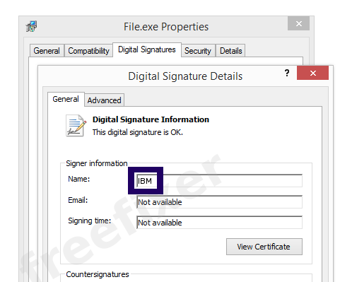 Screenshot of the IBM certificate
