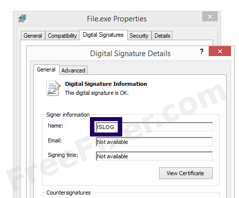 Screenshot of the ISLOG certificate