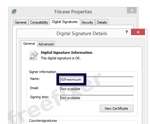 Screenshot of the ISfreemium certificate