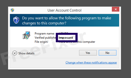 Screenshot where Imposant appears as the verified publisher in the UAC dialog