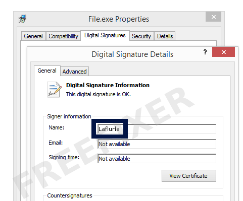 Screenshot of the Laflurla certificate
