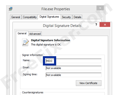 Screenshot of the MDO certificate