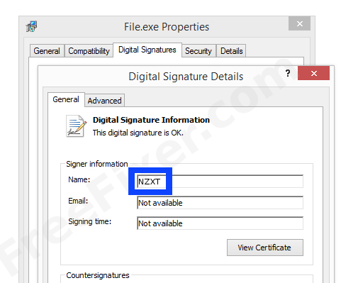 Screenshot of the NZXT certificate