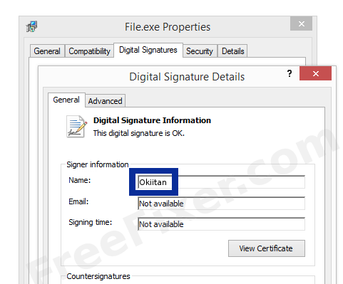 Screenshot of the Okiitan certificate