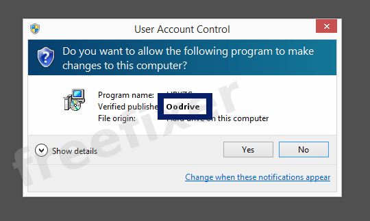 Screenshot where Oodrive appears as the verified publisher in the UAC dialog