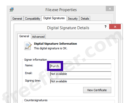 Screenshot of the Purch certificate