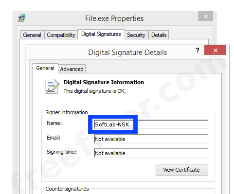 Screenshot of the SoftLab-NSK certificate