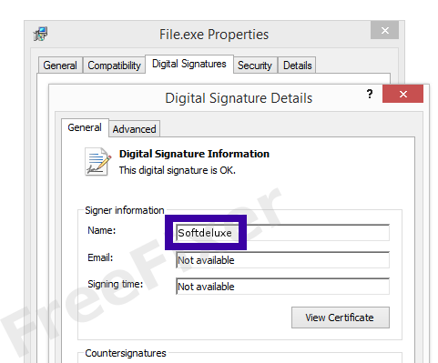 Screenshot of the Softdeluxe certificate