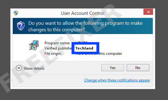 Screenshot where Techland appears as the verified publisher in the UAC dialog