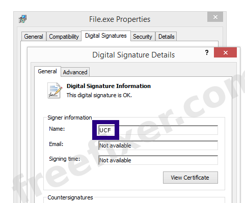 Screenshot of the UCF certificate