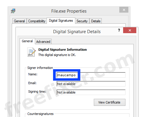 Screenshot of the maucampo certificate