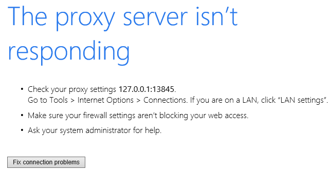 The proxy server isn't responding